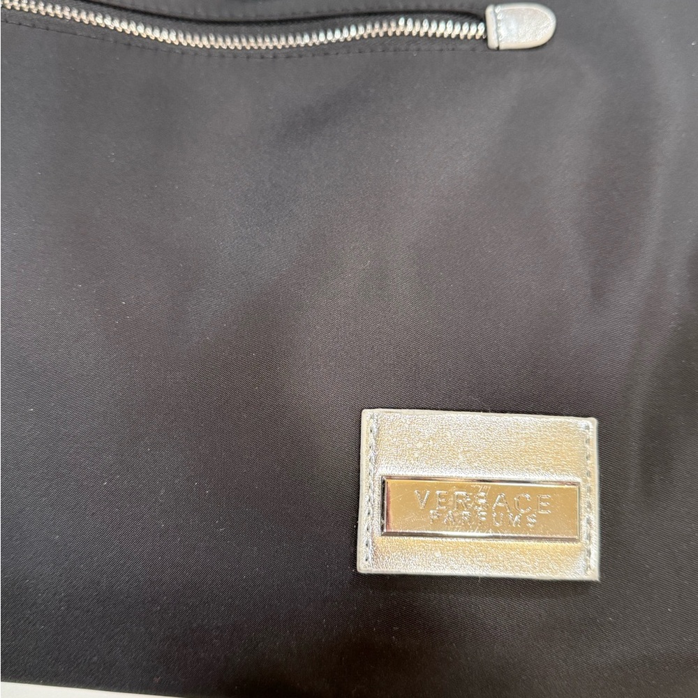 Versace Black Nylon Tote Bag | Silver Hardware Logo NWT - Picture 7 of 10
